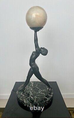 Large Art Deco Bronze Lamp Kelety