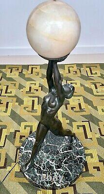 Large Art Deco Bronze Lamp Kelety