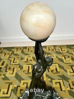 Large Art Deco Bronze Lamp Kelety