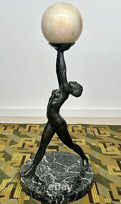 Large Art Deco Bronze Lamp Kelety