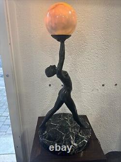 Large Art Deco Bronze Lamp Kelety