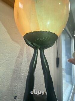 Large Art Deco Bronze Lamp Kelety