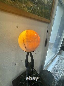 Large Art Deco Bronze Lamp Kelety