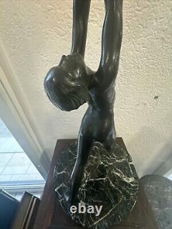 Large Art Deco Bronze Lamp Kelety