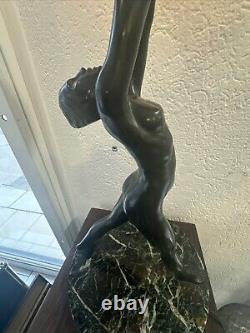 Large Art Deco Bronze Lamp Kelety