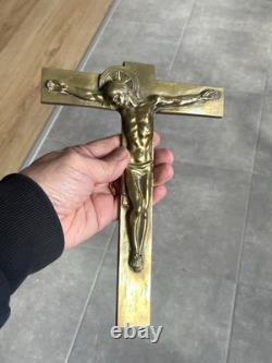Large Art Deco bronze crucifix signed Hartmann