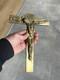 Large Art Deco Bronze Crucifix Signed Hartmann