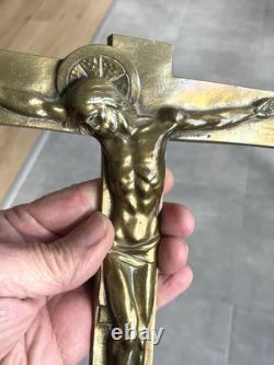 Large Art Deco bronze crucifix signed Hartmann