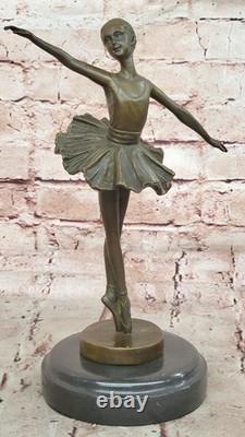 Large Bronze Sculpture of a Ballerina Dancer, Art Deco, Signed by Milo
