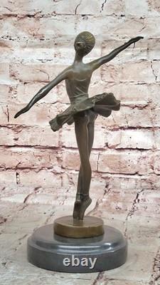 Large Bronze Sculpture of a Ballerina Dancer, Art Deco, Signed by Milo