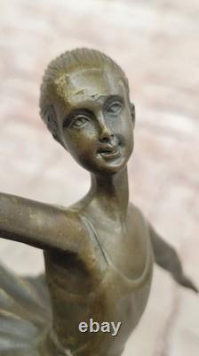 Large Bronze Sculpture of a Ballerina Dancer, Art Deco, Signed by Milo