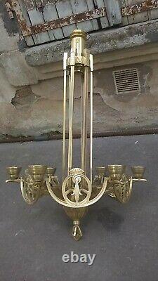 Large Chandelier In Bronze And Brass Period Art Deco