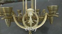 Large Chandelier In Bronze And Brass Period Art Deco