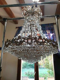 Large Chandelier In Bronze And Crystal