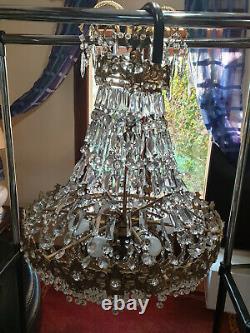 Large Chandelier In Bronze And Crystal