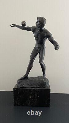 Large Curious Bronze Sculpture of a Male Art Deco Juggler
