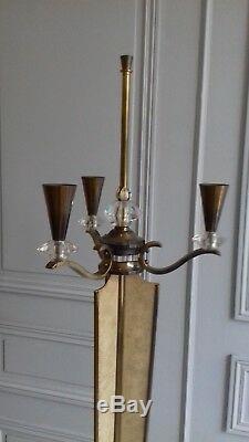 Large Floor Lamp Genet And Michon In Bronze Way Galuchat And Cristal Around 1950