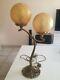 Large Gilt Bronze Lamp Or Glass Ball Brass Marmoréen Vianne Art Deco