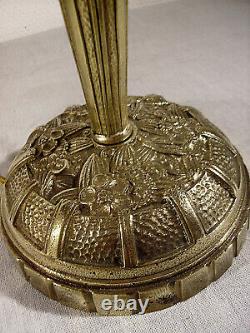 Large Mushroom Lamp Art Deco In Bronze - Vasque Signed Molded Glass 1925-1930