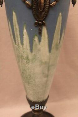 Large Pair Of Ceramic Vases And Bronze Art Deco Period