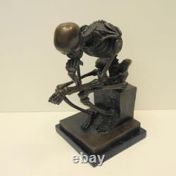 Large Skeleton The Thinker Statue Sculpture Art Deco Style Art Nouveau Style Bro
