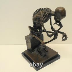 Large Skeleton The Thinker Statue Sculpture Art Deco Style Art Nouveau Style Bro
