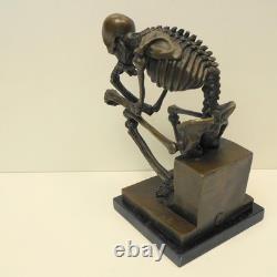 Large Skeleton The Thinker Statue Sculpture Art Deco Style Art Nouveau Style Bro
