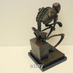 Large Skeleton The Thinker Statue Sculpture Art Deco Style Art Nouveau Style Bro
