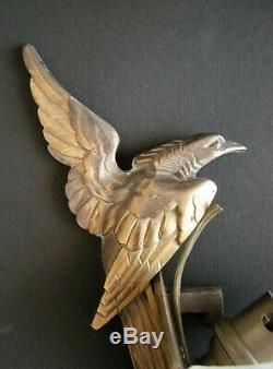 Large Wall Lamp Art Deco Glass Bronze Birds Sconce Daum Lorrain Nancy