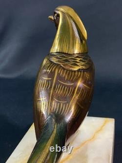 Large subject of a pheasant in iridescent bronze on an onyx terrace, Art Deco period