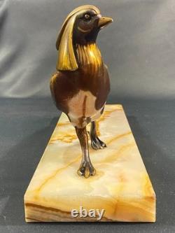 Large subject of a pheasant in iridescent bronze on an onyx terrace, Art Deco period
