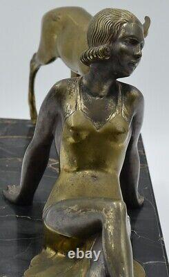 Lazar-edition Reveyrolis-groupe Art Deco-bronze Double Patina, Marble-circa 1930