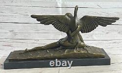 Leda and the Swan: Mythology Bronze Art Deco Sculpture Figurine Statue Opening