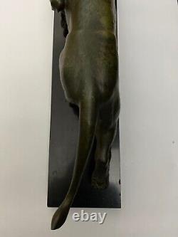 Lion Marchant Art Deco Bronze Sinature E Guy 1930 Marble Black M931