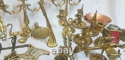 Lot of 39 antique objects in copper, tin, bronze/candlestick, bugle, chandelier