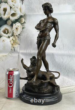 Louis (loys) Bronze Potet Lion Man Art Deco Figurine Mythic Statue