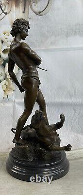 Louis (loys) Bronze Potet Lion Man Art Deco Figurine Mythic Statue