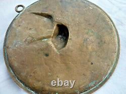 Low Relief Medal In Trendy Bronze Bird Art Deco Signed Thomas