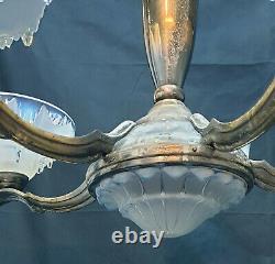 Luster Ezan France Opalescent Bronze Silver Five Sconces