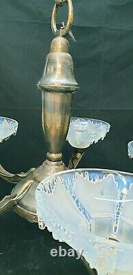 Luster Ezan France Opalescent Bronze Silver Five Sconces