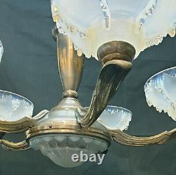 Luster Ezan France Opalescent Bronze Silver Five Sconces