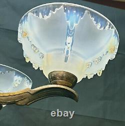 Luster Ezan France Opalescent Bronze Silver Five Sconces