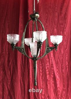 Lustre Art Deco Bronze Armature Silver Age 1930