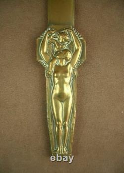 MAGNIFICENT BRONZE ART DECO PAPER CUTTER NUDE WOMAN Lucien BAZOR (1889-1974)