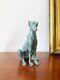Magnificent Sitting Art Deco Bronze Sculpture Of A Green Patinated Greyhound