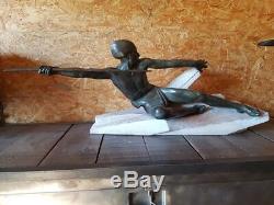 Max Le Verrier Art Deco Old Rare Large Statue Years 20 30 Bronze