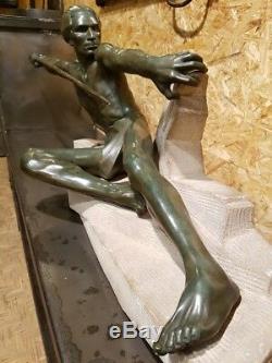 Max Le Verrier Art Deco Old Rare Large Statue Years 20 30 Bronze