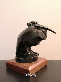 Max Le Verrier / Artus Bronze Pelican Beginning Xxth Art Deco Mascotte Auto