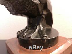 Max Le Verrier / Artus Bronze Pelican Beginning Xxth Art Deco Mascotte Auto