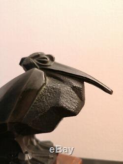 Max Le Verrier / Artus Bronze Pelican Beginning Xxth Art Deco Mascotte Auto